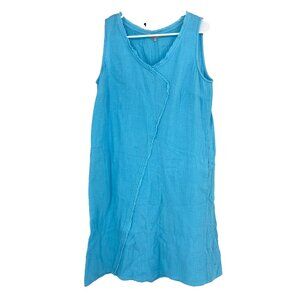 Habitat Women XS Gauze Shift Dress Blue Knee Length Lightweight V Neck Coastal